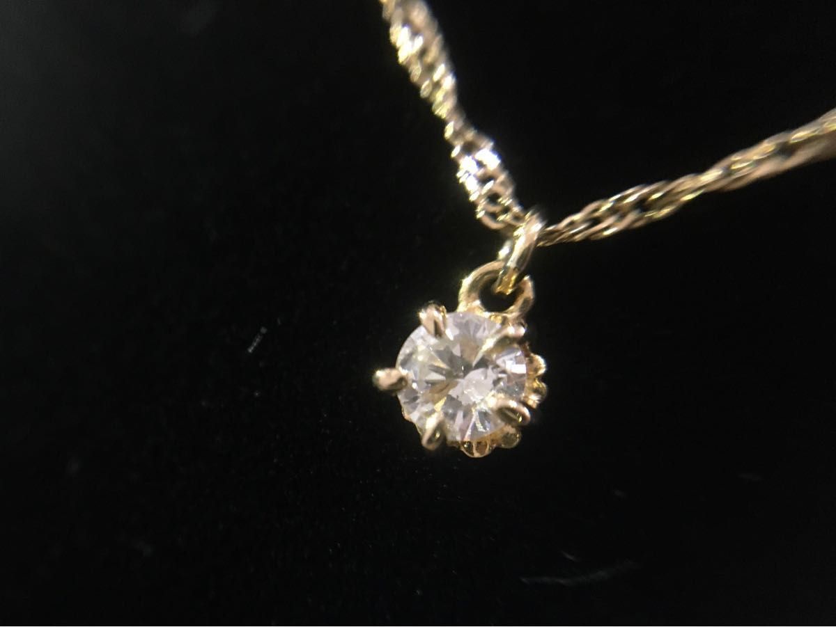 agete シャンテ K18 ダイヤモンドネックレス0.1ct-