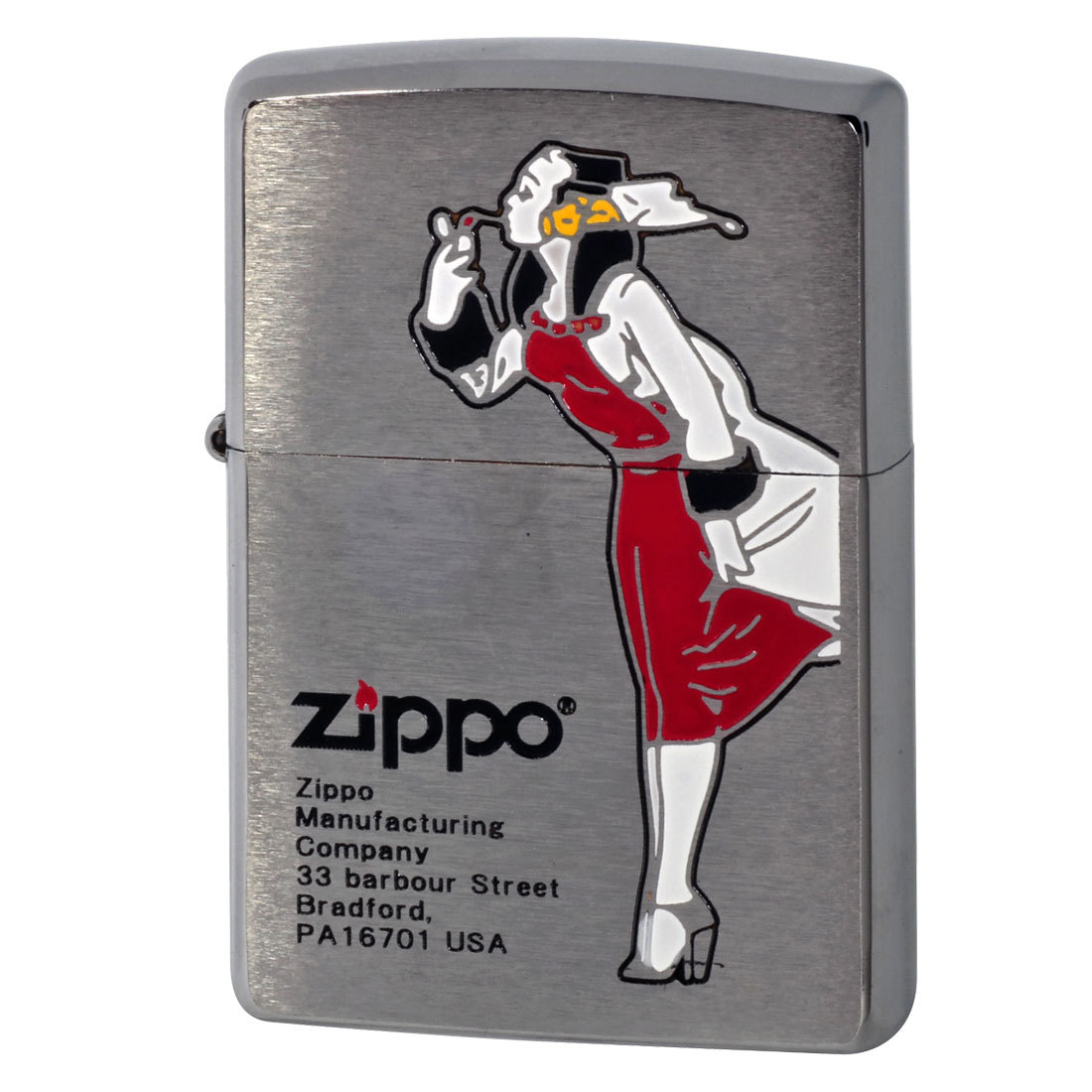 zippo(ジッポー)ZIPPOキャラクター人気の「WINDY」デザイン　#200ブラッシュクロ－ム　エッチング4色入れ　レッド【ネコポス可】_ZIPPO/ZIPPOキャラクター人気の「WINDY」デ