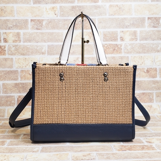 美品 コーチ デンプシー 2WAY かごバッグ トートバッグ レザーコンビ