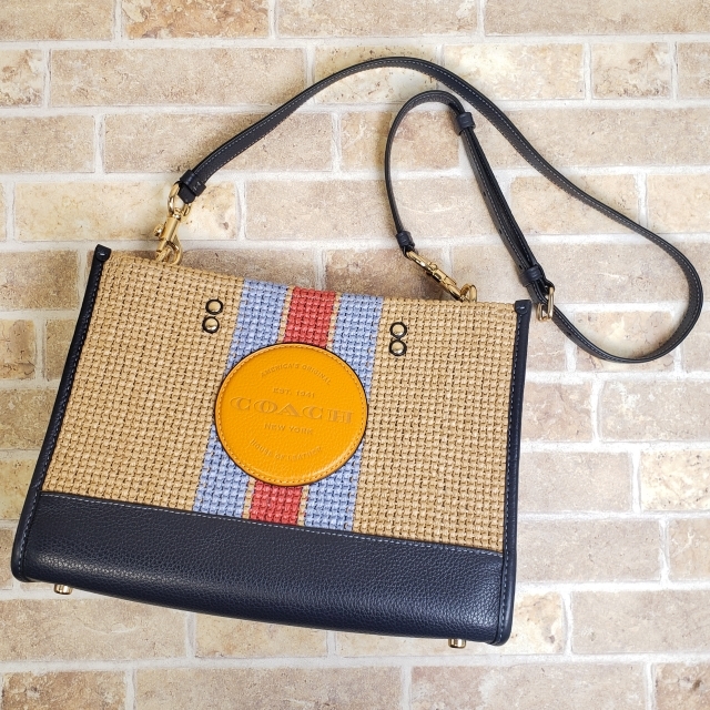 美品 コーチ デンプシー 2WAY かごバッグ トートバッグ レザーコンビ