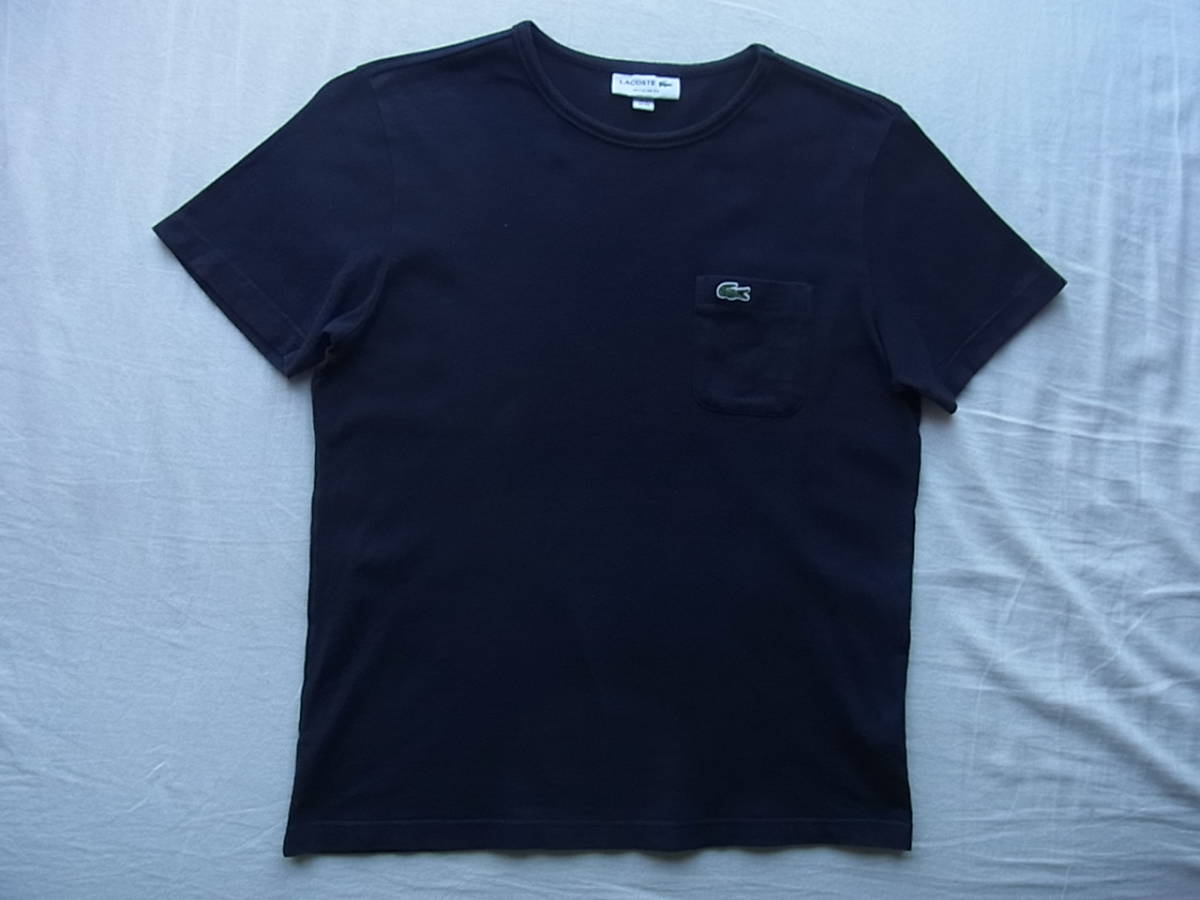 LACOSTE ラコステ ポケット付きTシャツ サイズ 2 日本製 ネイビー ㈱ラコステジャパン社製の画像1