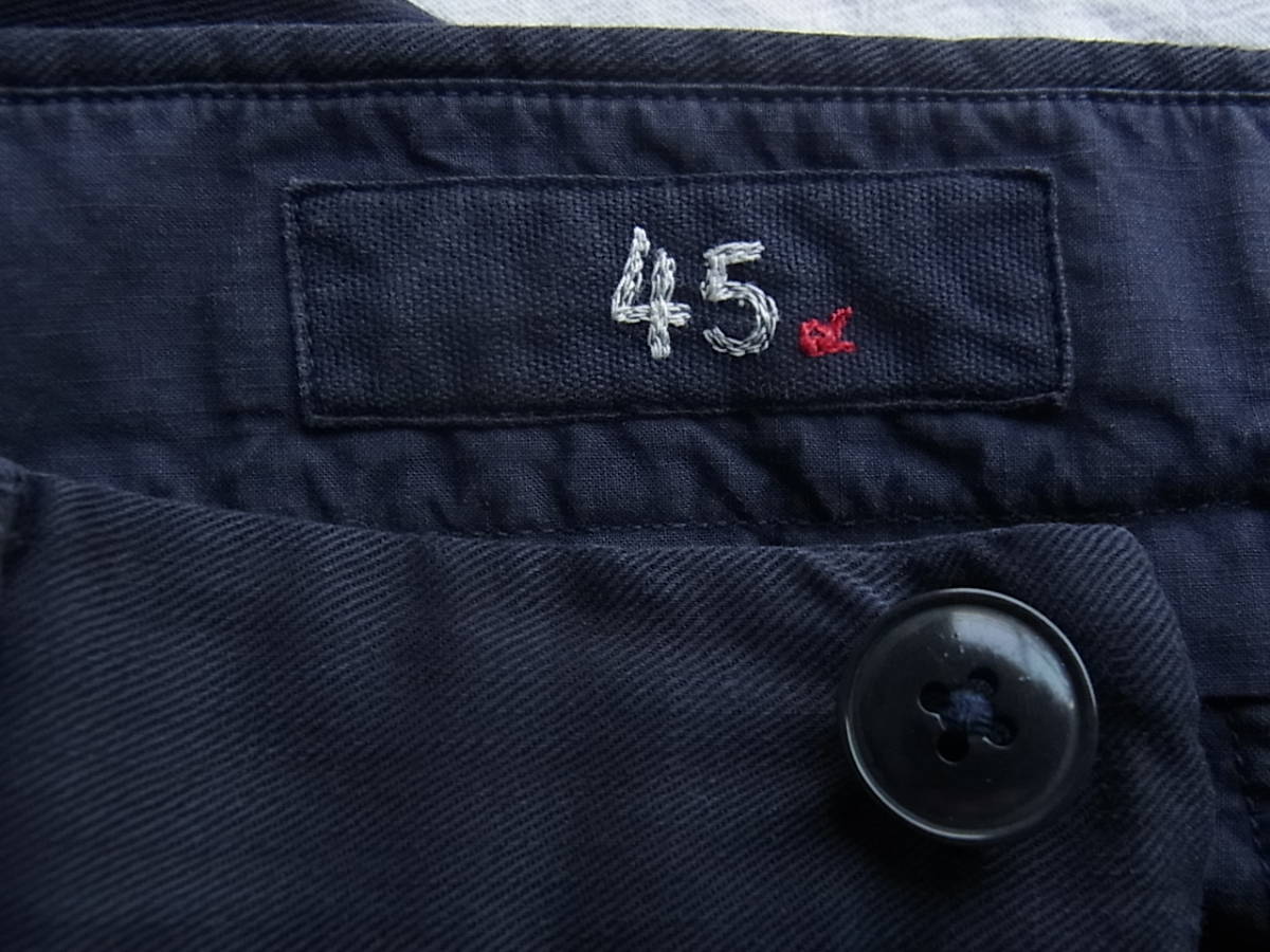 45R 　フォーティーファイブ 　綿麻素材　テーパードシルエット　パンツ　サイズ 30 日本製 ネイビー_画像5