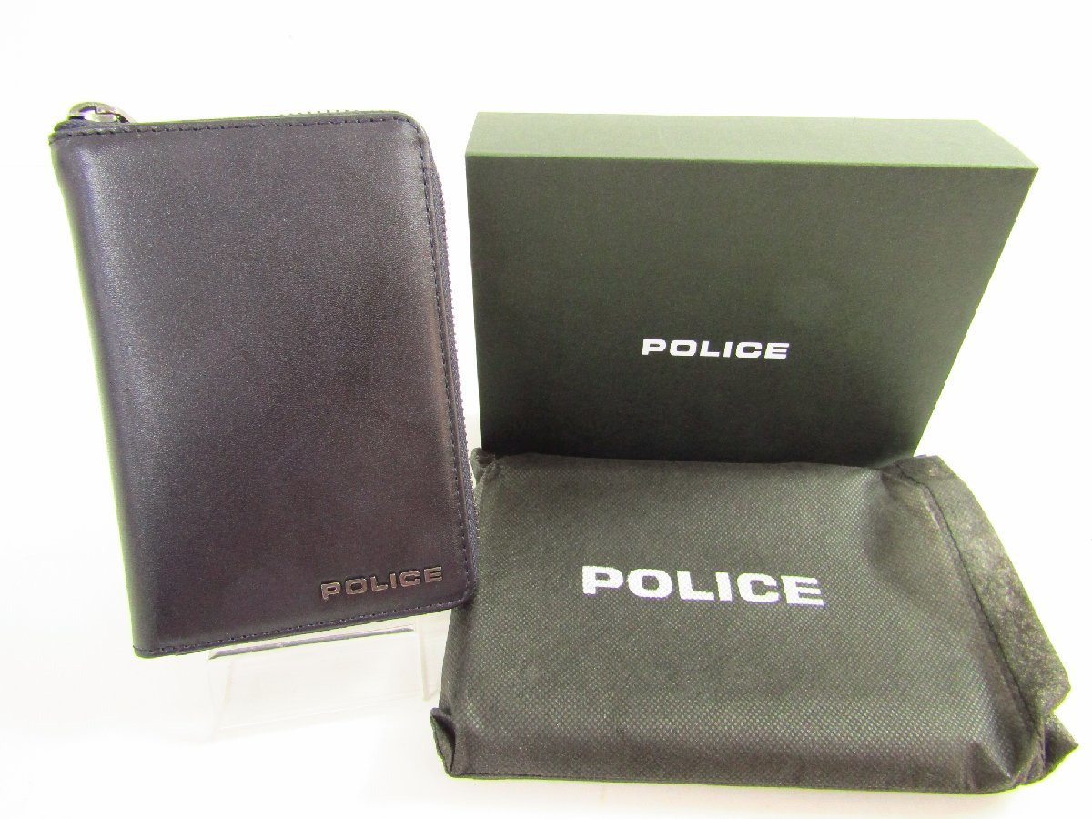 未使用 POLICE ポリス ラウンドファスナー財布 ダークネイビー PA-70502-50 (小銭入れあり) AC24012