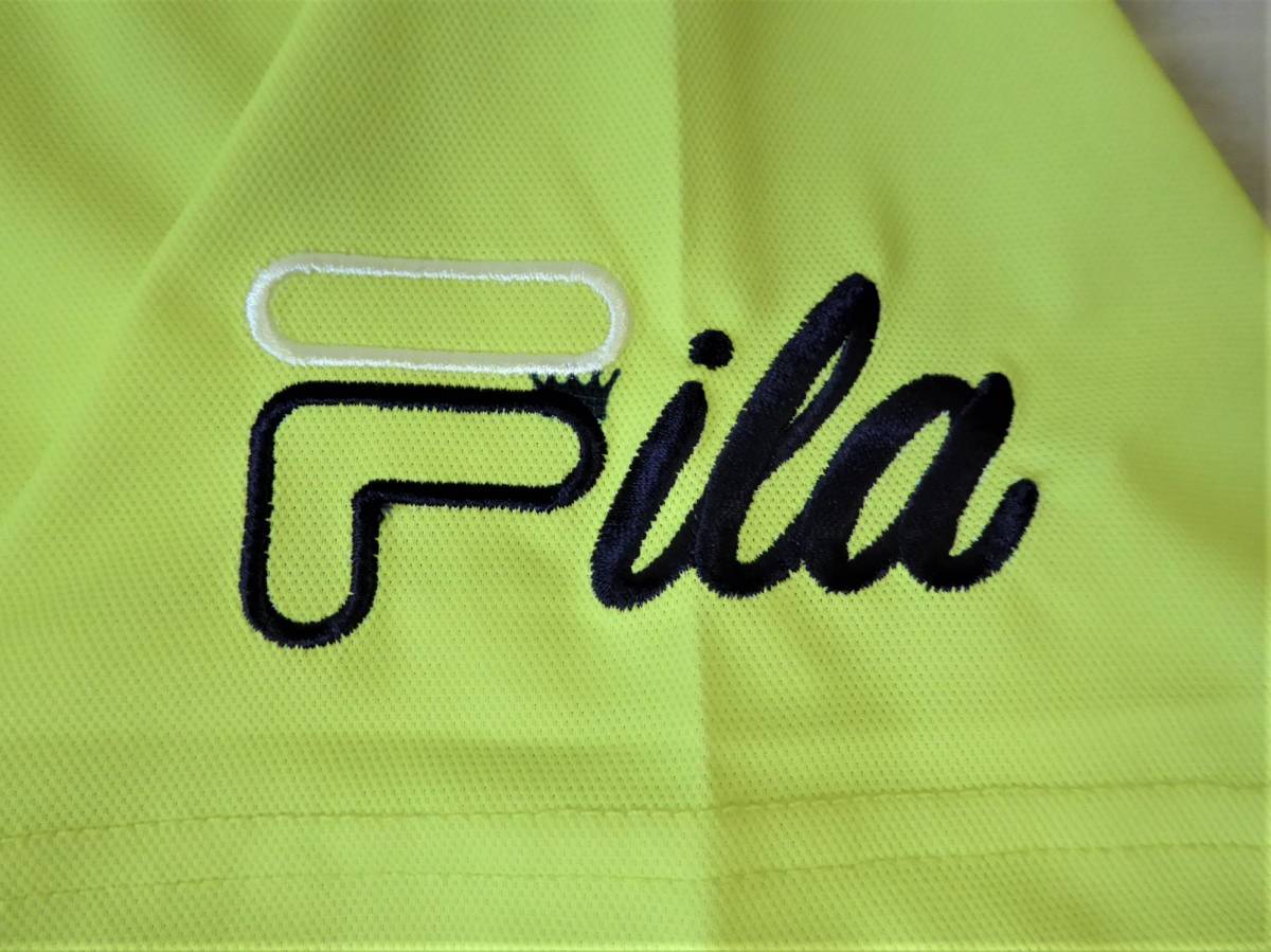 FILA GOLF フィラ ゴルフ 接触冷感 吸汗速乾 UV CUT ストレッチ ボタンダウン 半袖ポロシャツ　LL　黄　①_画像6