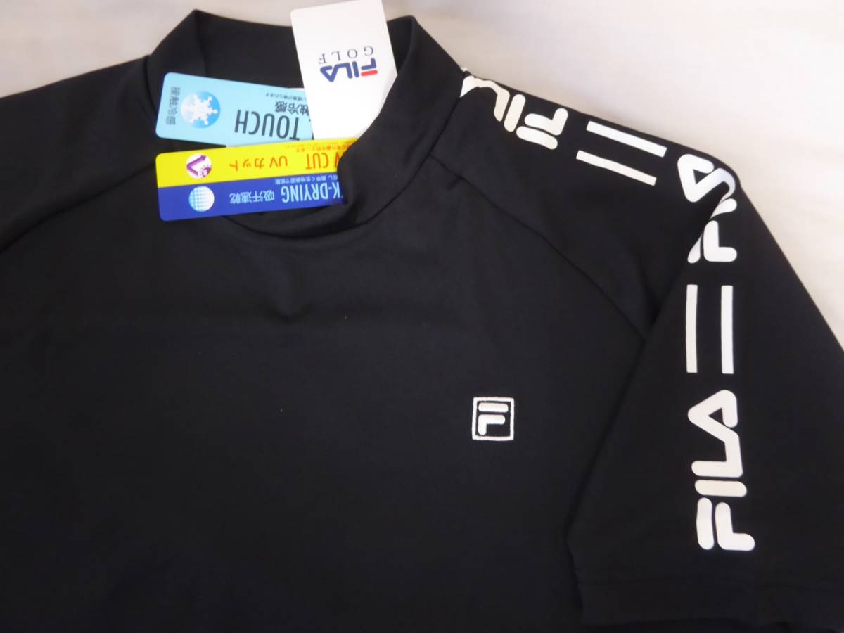 FILA GOLF フィラ ゴルフ 接触冷感 吸汗速乾 UVカット スムースモックネック半袖シャツ LL 黒