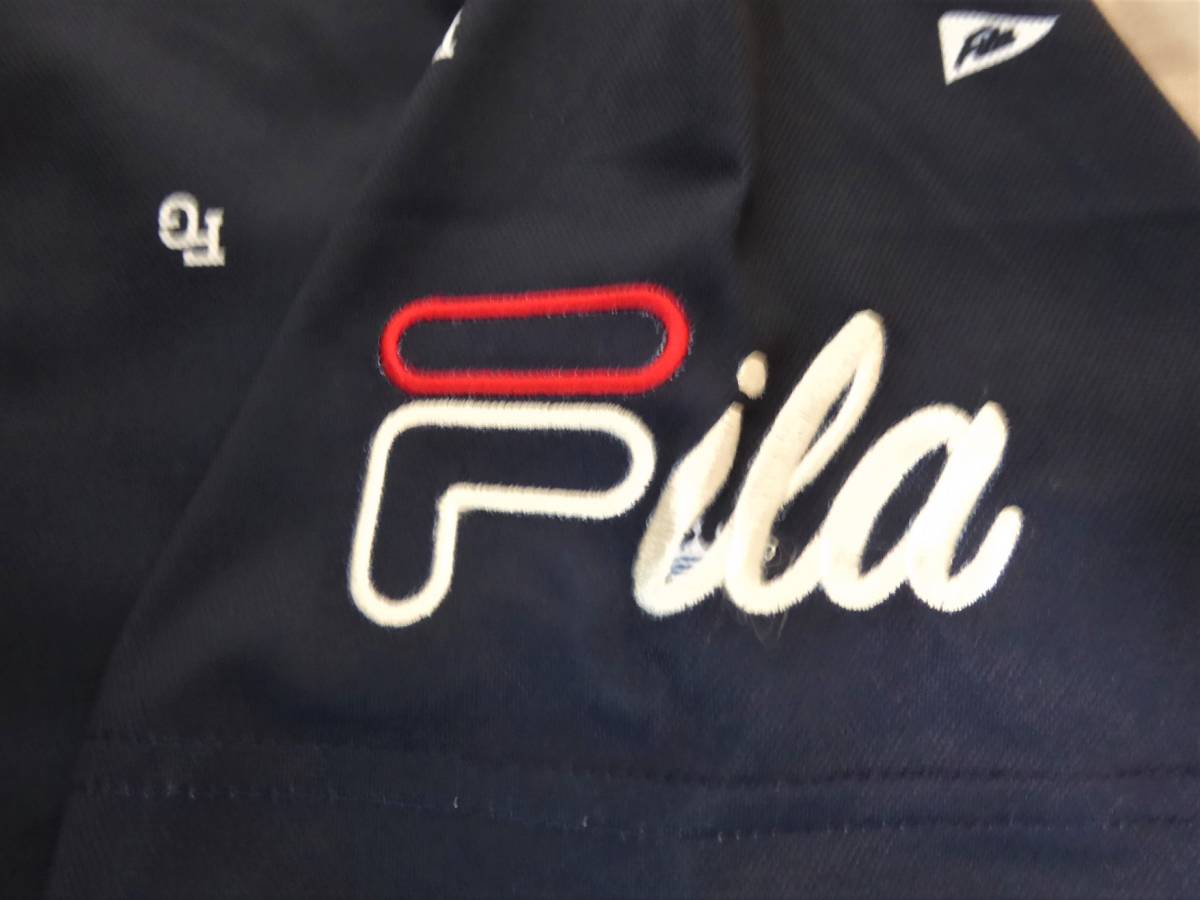 FILA GOLF フィラ ゴルフ 接触冷感 吸汗速乾 UV CUT ストレッチ 飛び柄 ボタンダウン半袖ポロシャツ　LL　紺_画像4