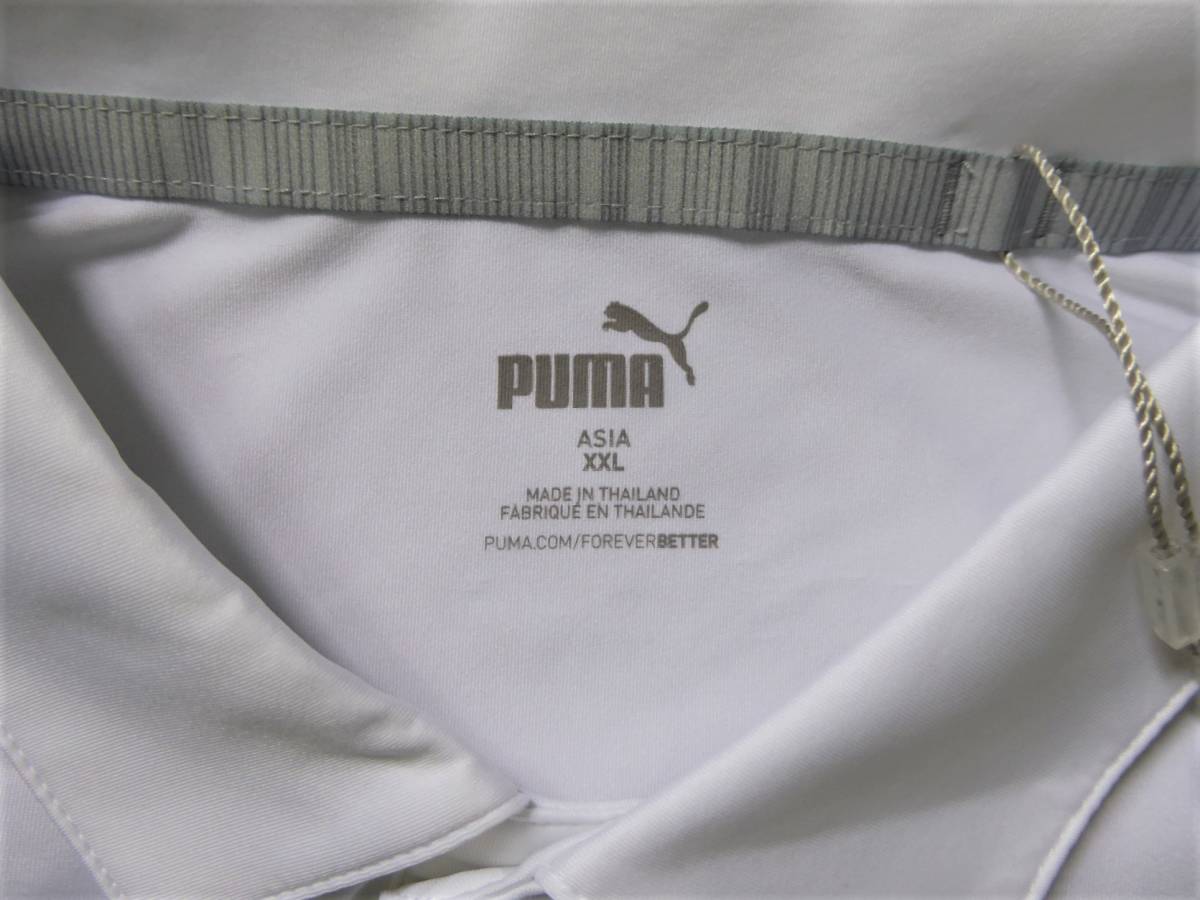 2XLサイズ PUMA GOLF ボーダー柄 ポロシャツ 白 535136-01