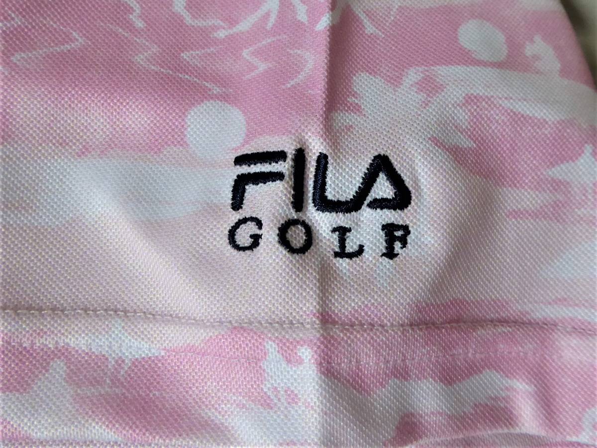 FILA GOLF フィラ ゴルフ 吸汗速乾 UV CUT アロハ柄 半袖ポロシャツ　LL　桃_画像4