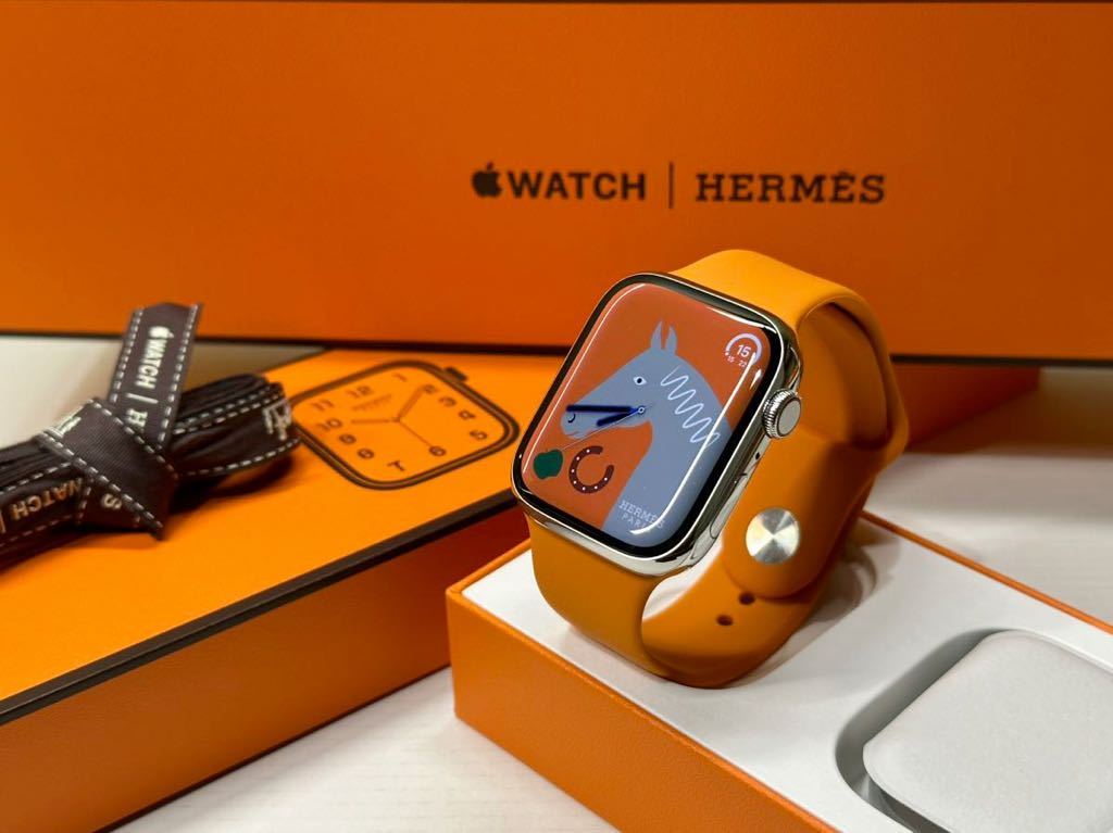 ☆即決 美品 Apple Watch series8 HERMES 45mm アップルウォッチ エルメス GPS+Cellular シルバーステンレス  シリーズ8 108