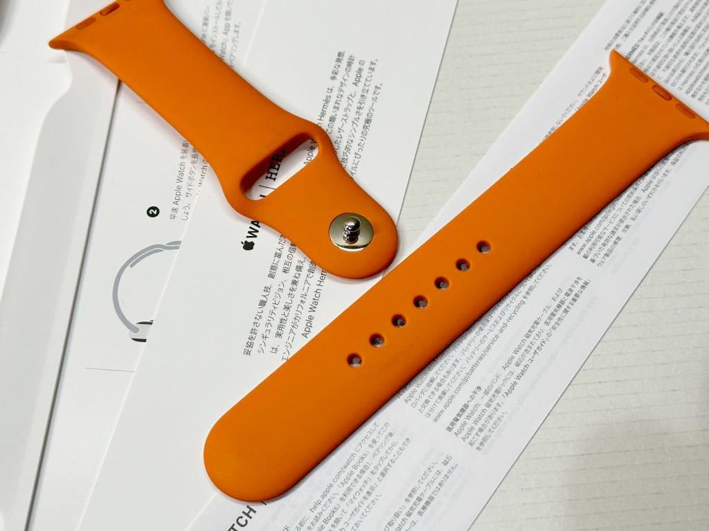 即決 美品 Apple Watch HERMES 限定 オレンジ スポーツバンド 45mm
