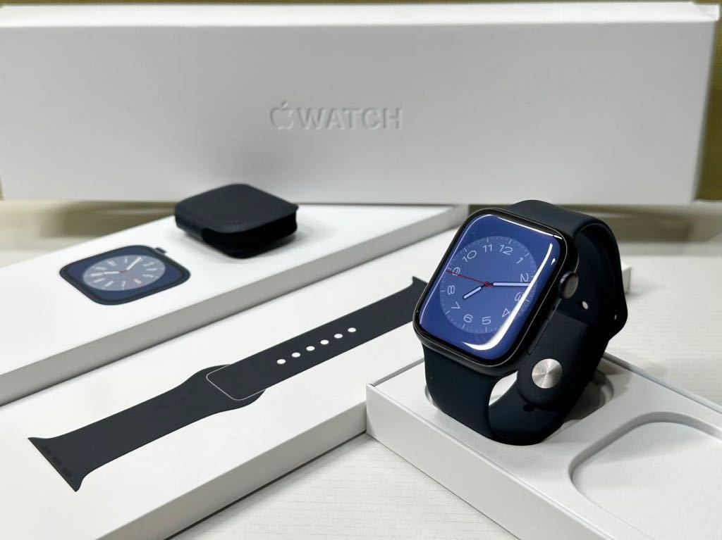 ☆即決 美品 バッテリー100% Apple Watch series8 45mm ミッドナイトアルミニウム アップルウォッチ  GPS+Cellularモデル シリーズ8 209