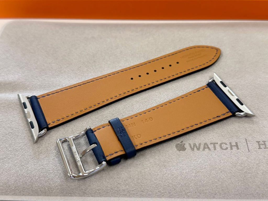 ☆即決 未使用 Apple Watch Hermes 45mm 44mm 42mm ネイビー シンプルトゥール アップルウォッチ エルメス  レザーバンド 純正 正規品 248