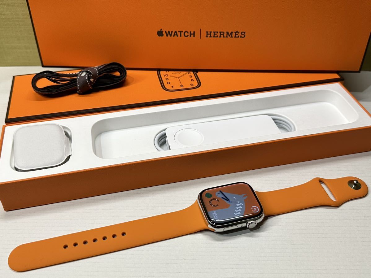 ☆即決 美品 Apple Watch series8 HERMES 45mm アップルウォッチ エルメス GPS+Cellular シルバーステンレス  シリーズ8 108