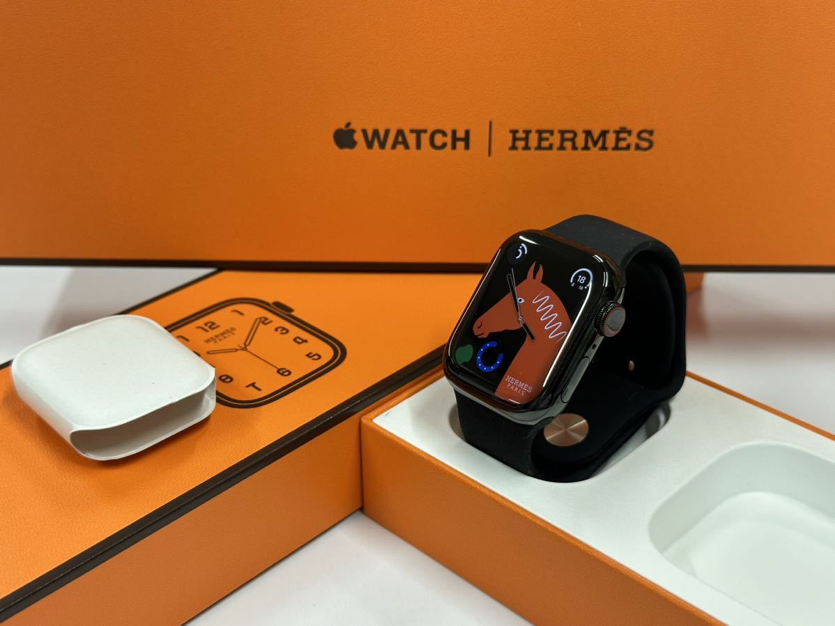 最新 即決 超美品 100% 黒 Apple Watch series8 HERMES 41mm アップル