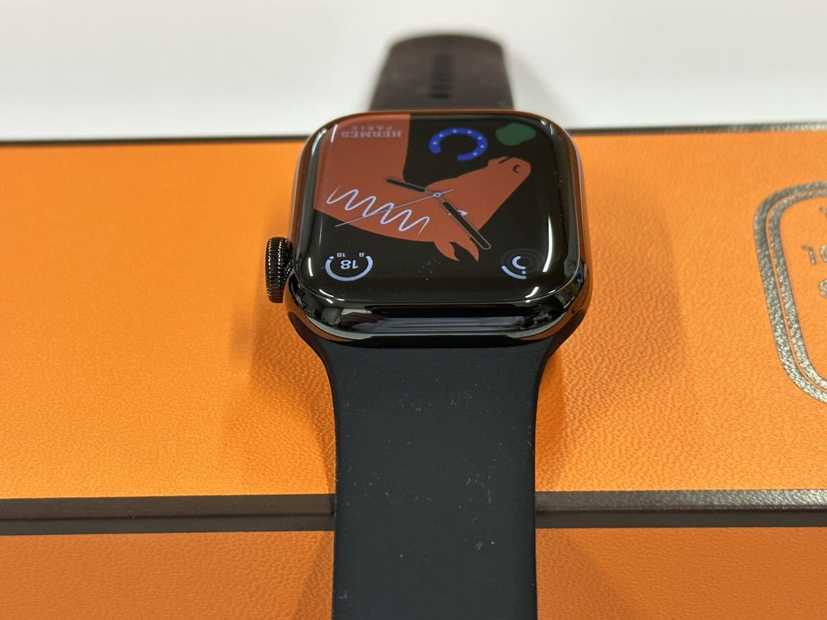 ☆最新 即決 超美品 100% 黒 Apple Watch series8 HERMES 41mm アップルウォッチ エルメス  GPS+Cellular ブラックステンレス シリーズ8 173