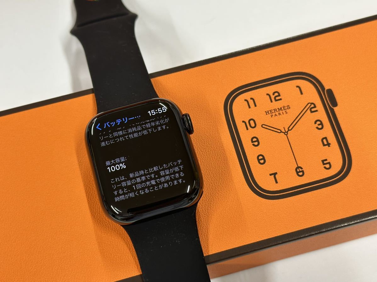 ☆最新 即決 超美品 100% 黒 Apple Watch series8 HERMES 41mm アップルウォッチ エルメス  GPS+Cellular ブラックステンレス シリーズ8 173