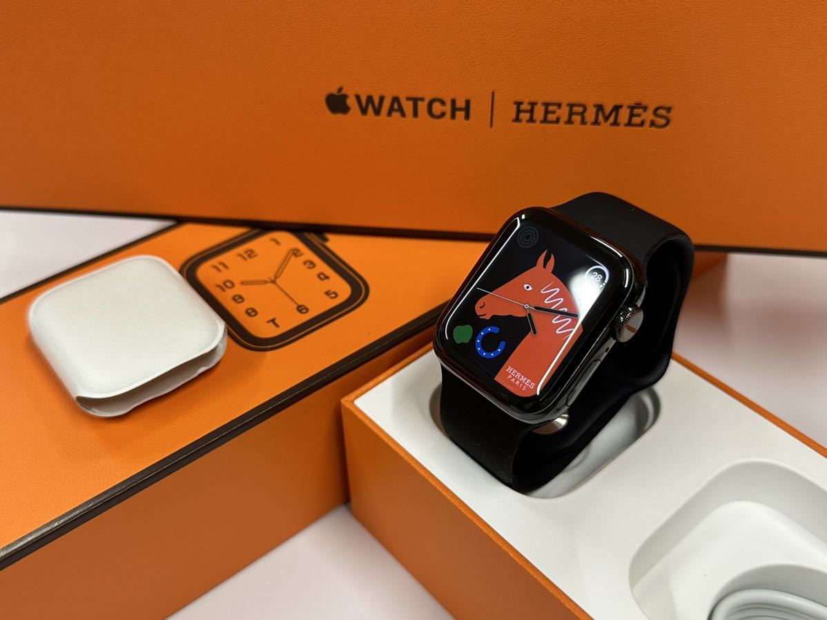 ★即決 美品 ケア+ Apple Watch series6 HERMES 40mm ブラック ステンレス アップルウォッチ エルメス 黒  GPS+Cellular 180