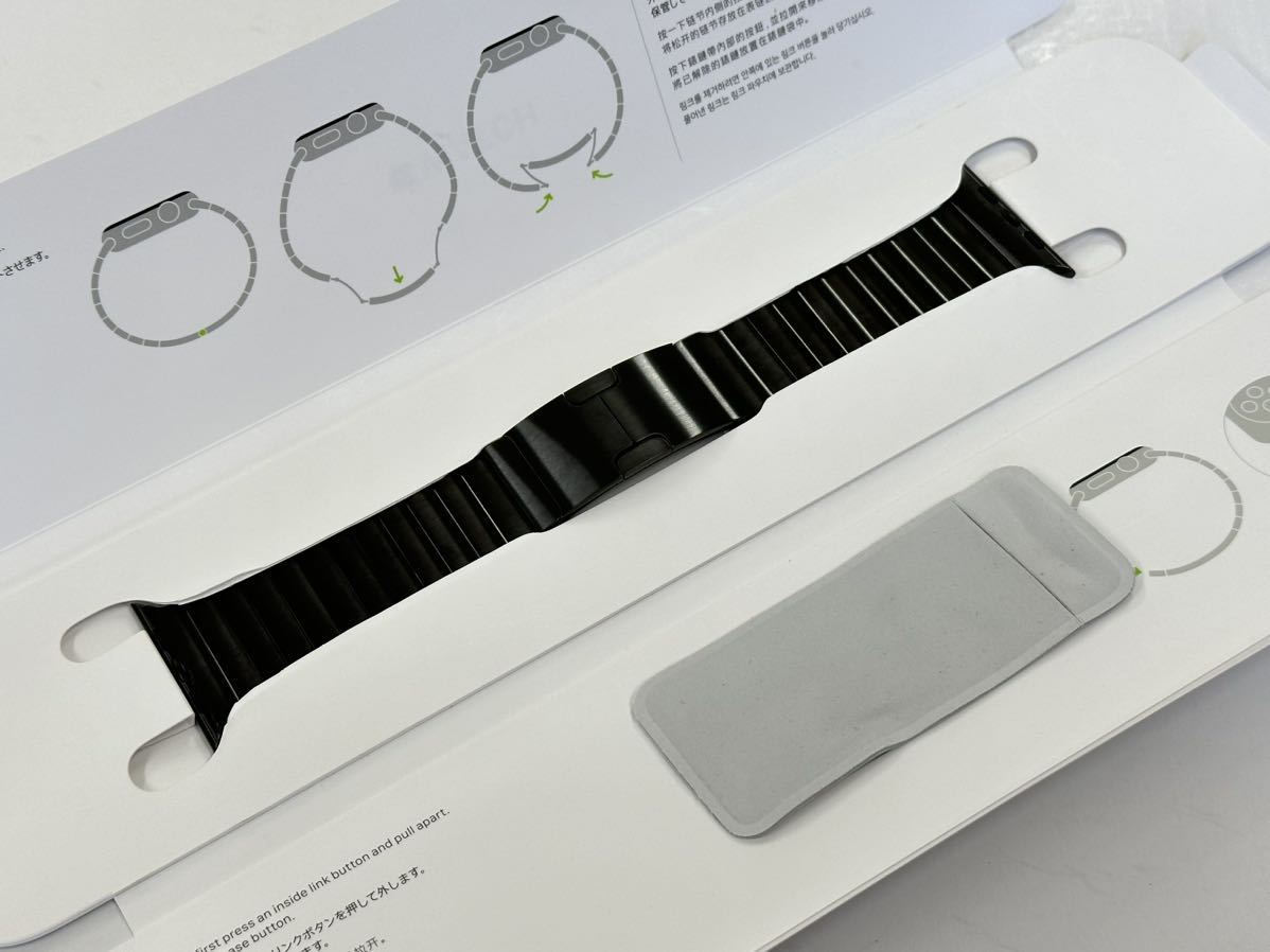 ☆即決 美品 純正 Apple watch リンクブレスレット ブラックステンレス