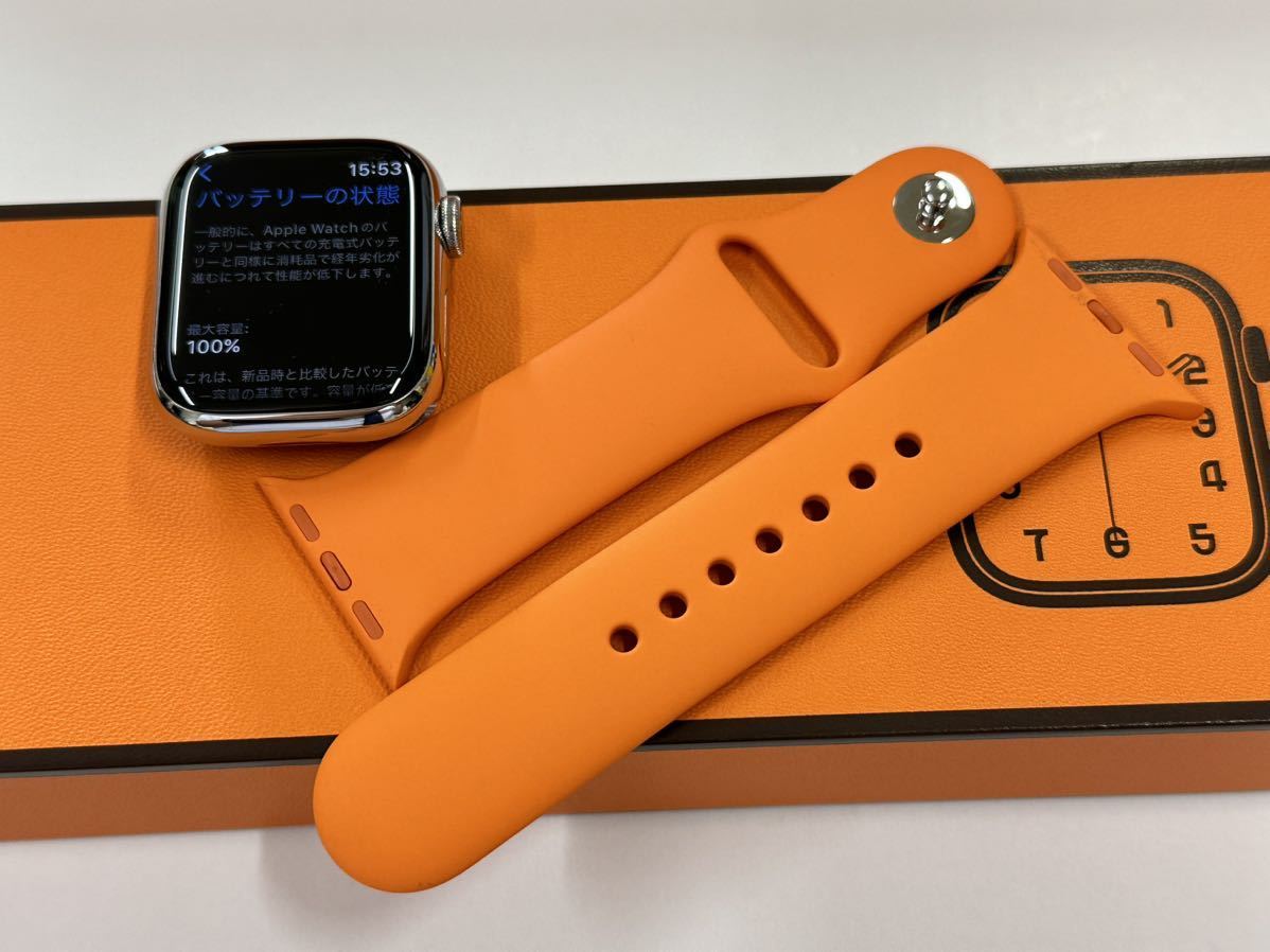 ☆最新 即決 美品 100% Apple Watch series8 HERMES 41mm アップルウォッチ エルメス GPS+Cellular シルバーステンレス シリーズ8 070