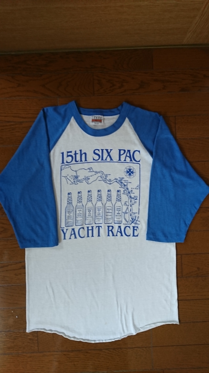 貴重！ヴィンテージ!Hanes poly cottonタグ1980代前期 ヨットレース 15周年イベント ラグランTシャツ/ヘインズ MADE IN USA 古着 アメカジ の画像2