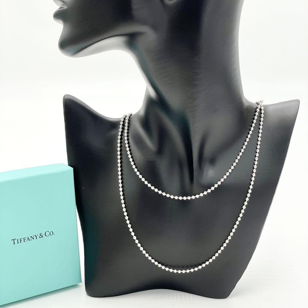 美品 Tiffany ティファニー ボール チェーン ネックレス シルバー 86cm