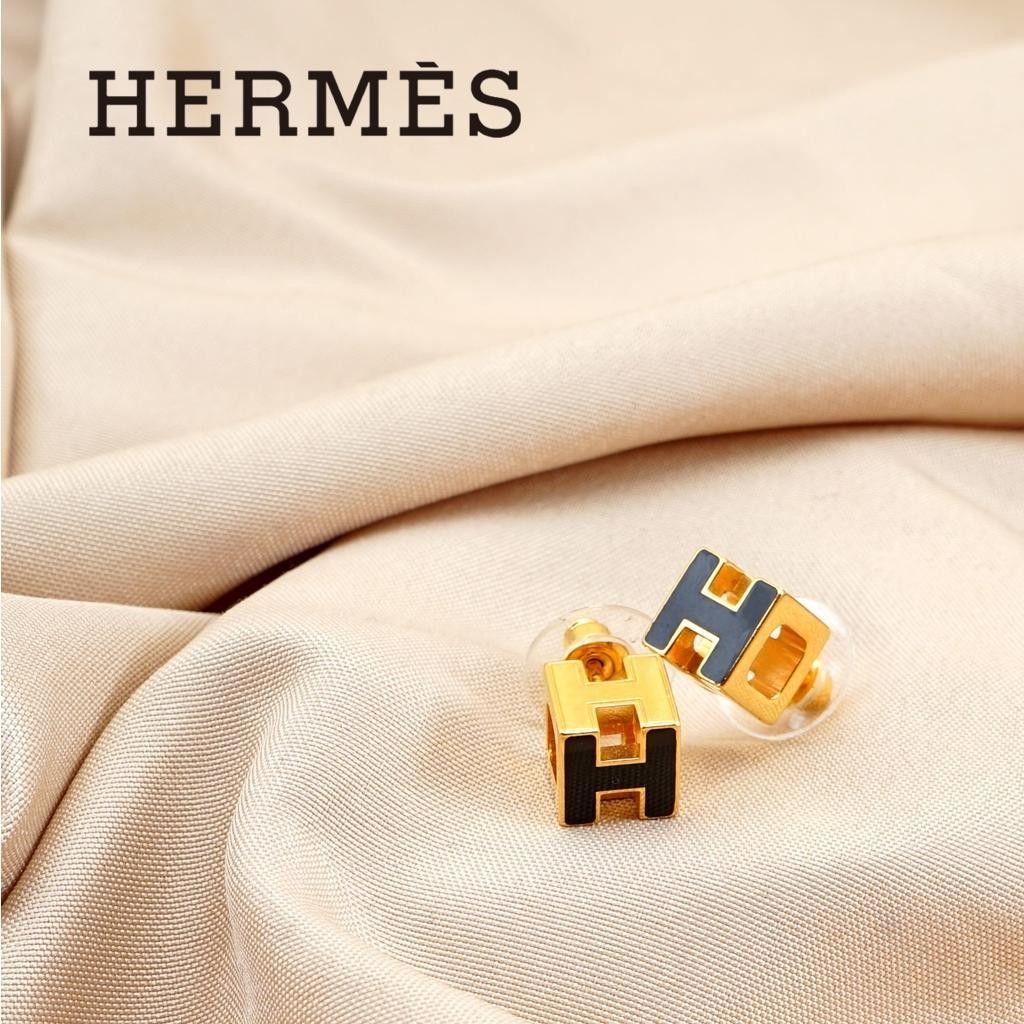 美品】Hermès エルメス ピアス Hキューブ カージュ・ド・アッシュ-