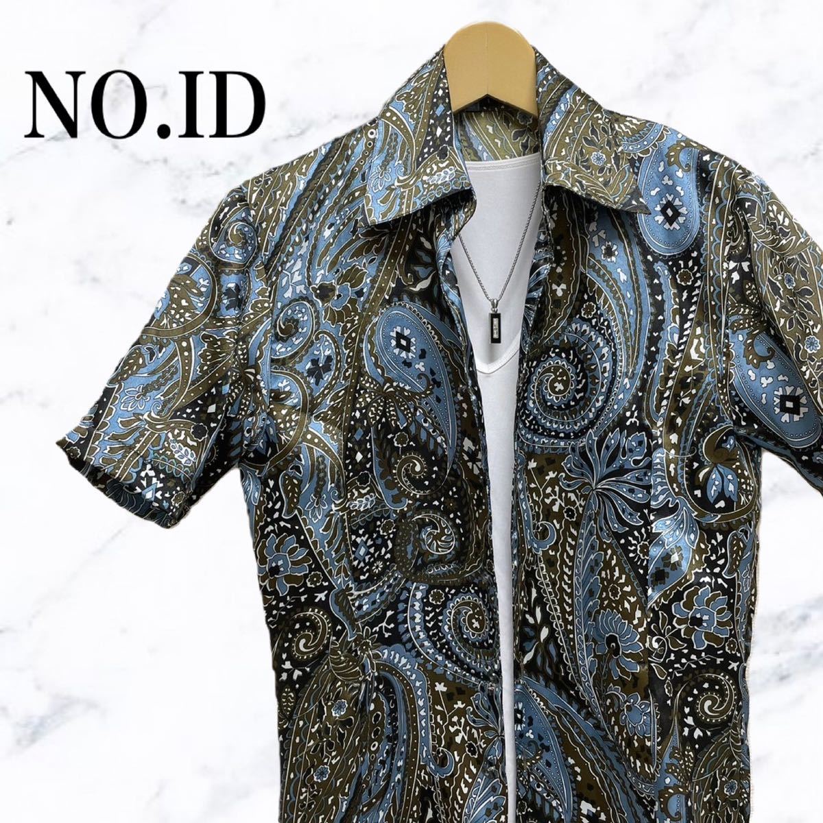 NO ID 半袖シャツ 総柄シャツ ペイズリー柄シャツ カジュアルシャツ