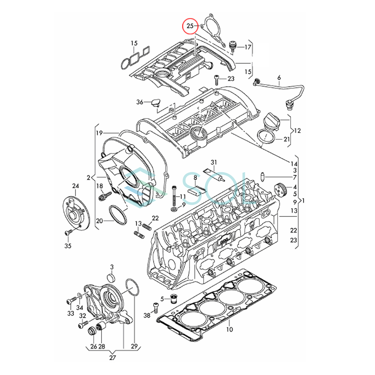 VW ゴルフ6 ゴルフ7 イオス アルテオン ビートル(5C1 5C2 5C7 5C8) CC(358) シロッコ(137 138) バキュームポンプ ガスケット 06H103121J_画像3