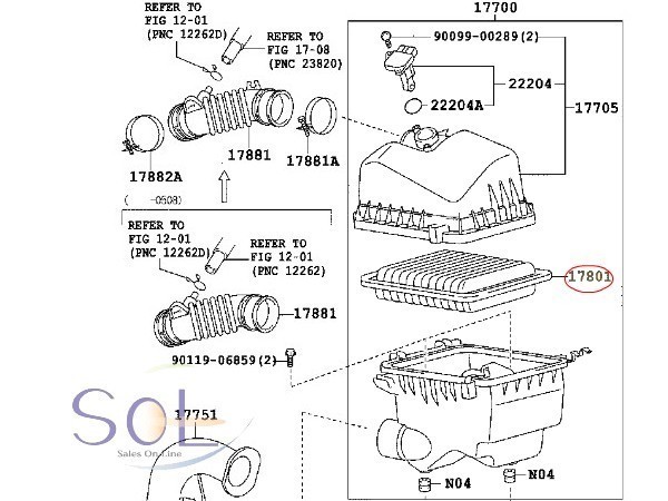 スバル トレジア(NCP120X NCP125X) エアフィルター 5枚セット 17801-21050 出荷締切18時_画像2