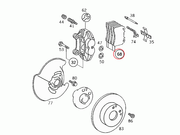 フロント ブレーキパッド ベンツ W124 W210 W201 R129 E320 E430 E500 190E SL320 SL600 左右セット 0054200220 0024201520 0014209820の画像3