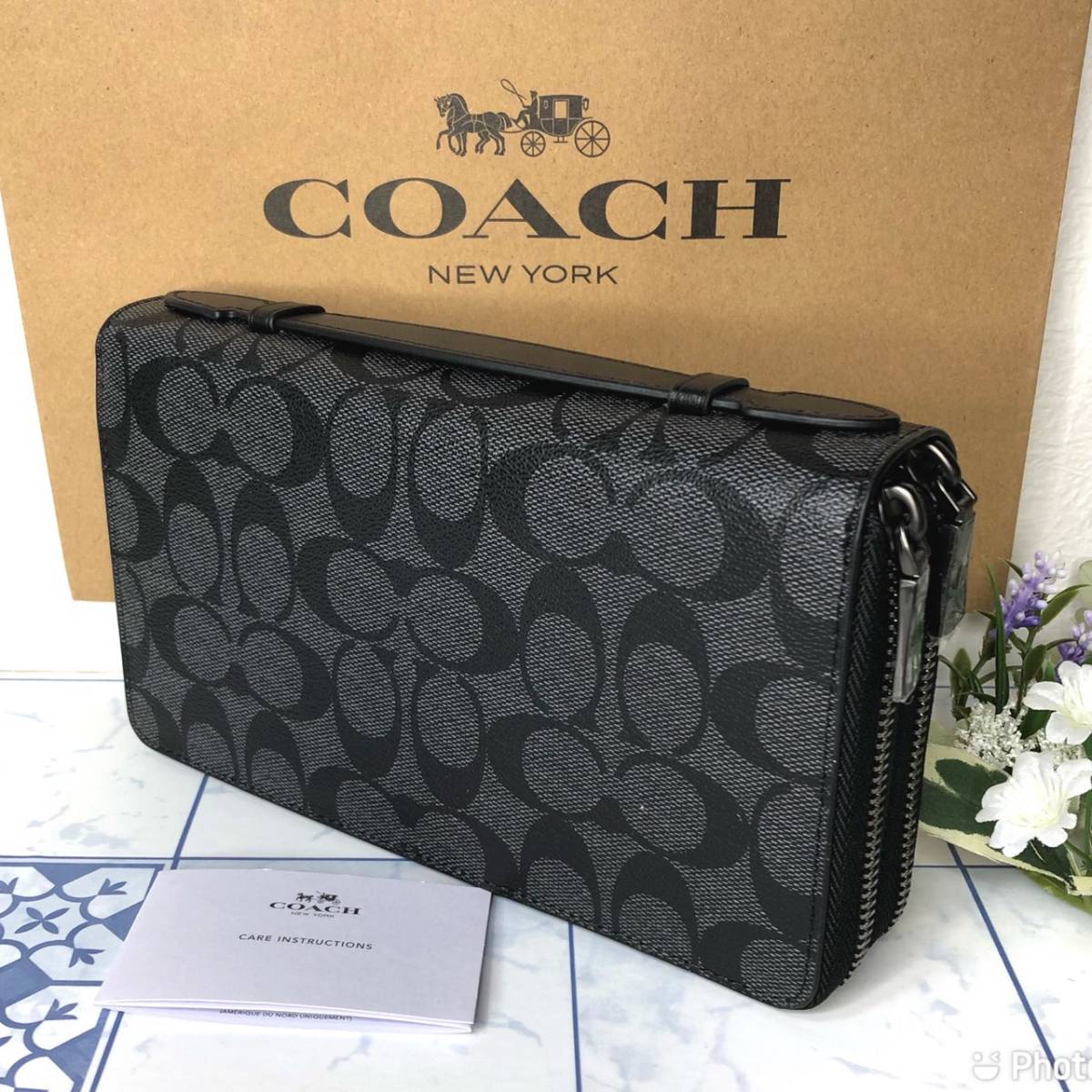 COACH 財布 シグネチャー ロング ジップ C4452 ブラックス