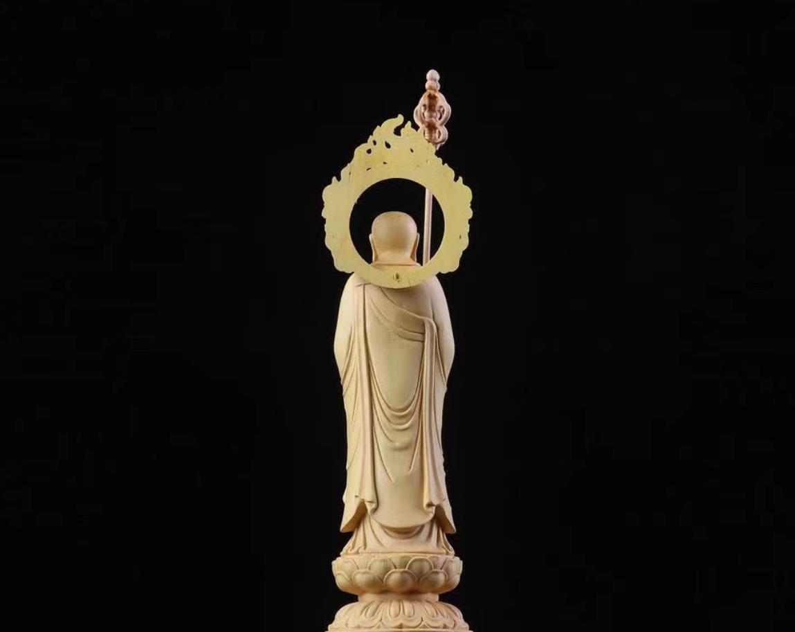 総檜材 仏教美術 精密彫刻 仏像 仏師で仕上げ品　地蔵菩薩立像