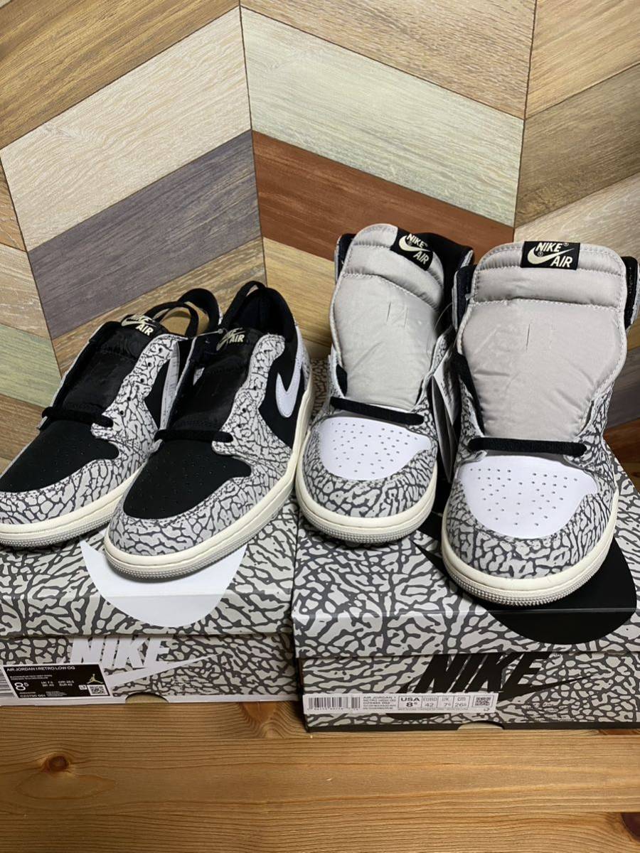 国内正規品 新品未使用 NIKE AIR JORDAN 1 RETRO HIGH OG WHITE CEMENT low BLACK 26.5cm エア ジョーダン ホワイト ブラック セメント