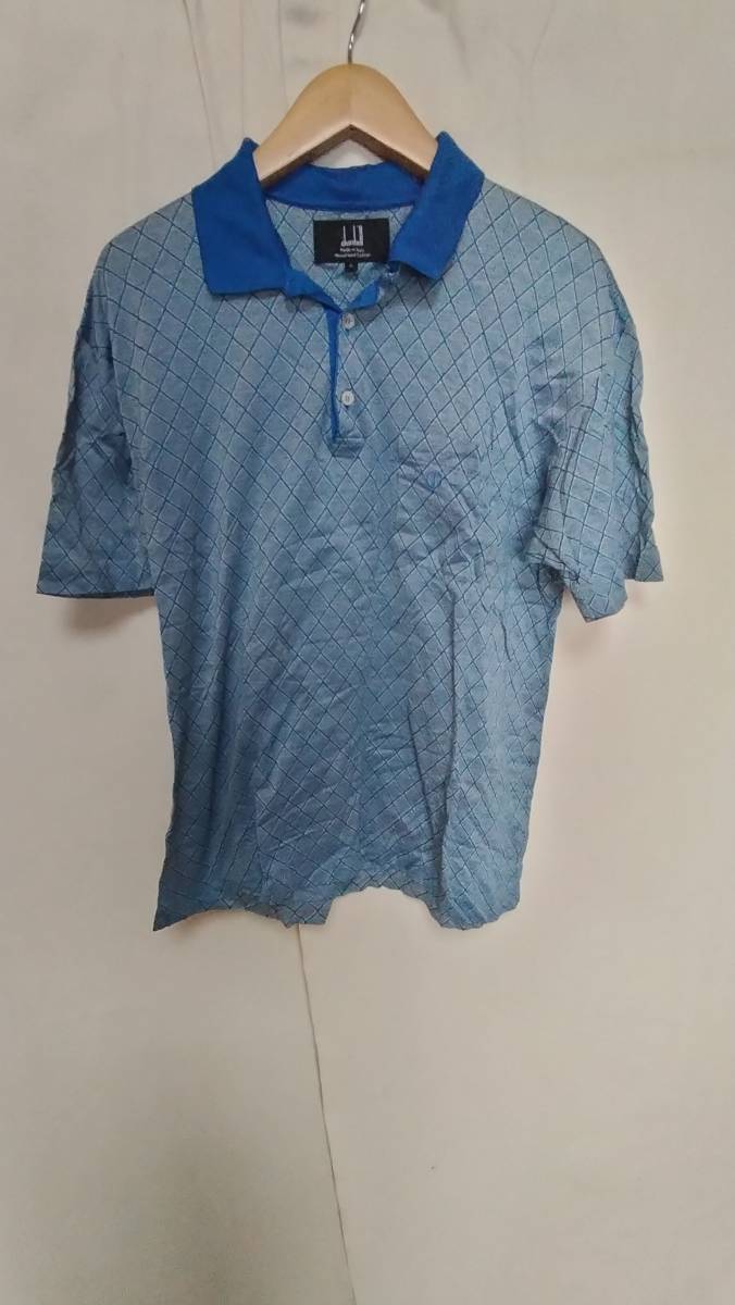 ☆dunhillダンヒルダイヤ柄コットン半袖ポロシャツMADE IN ITALY正規品