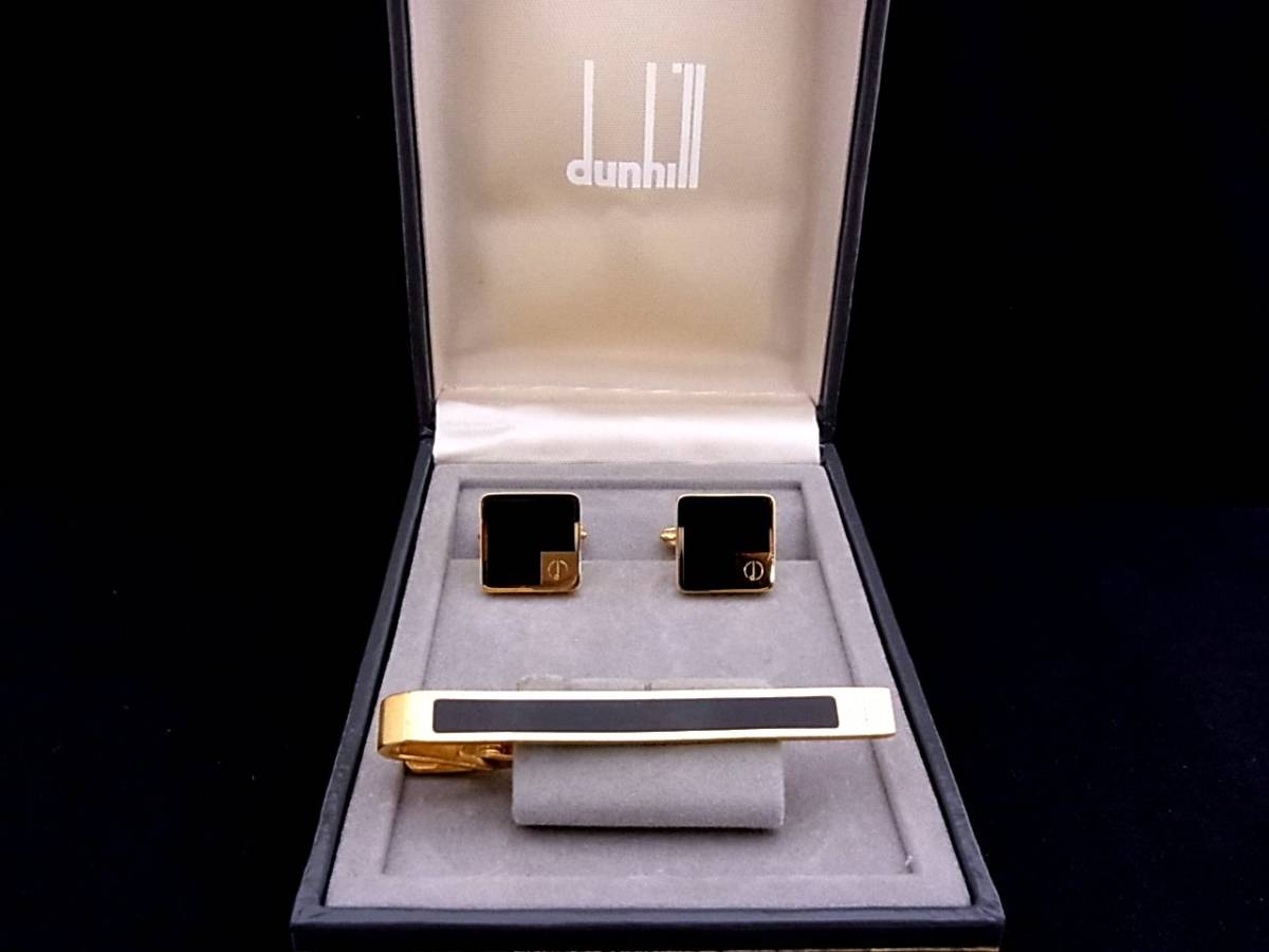 *N3270*# beautiful goods #[dunhill] Dunhill [ Gold ]# cuffs & necktie tweezers!