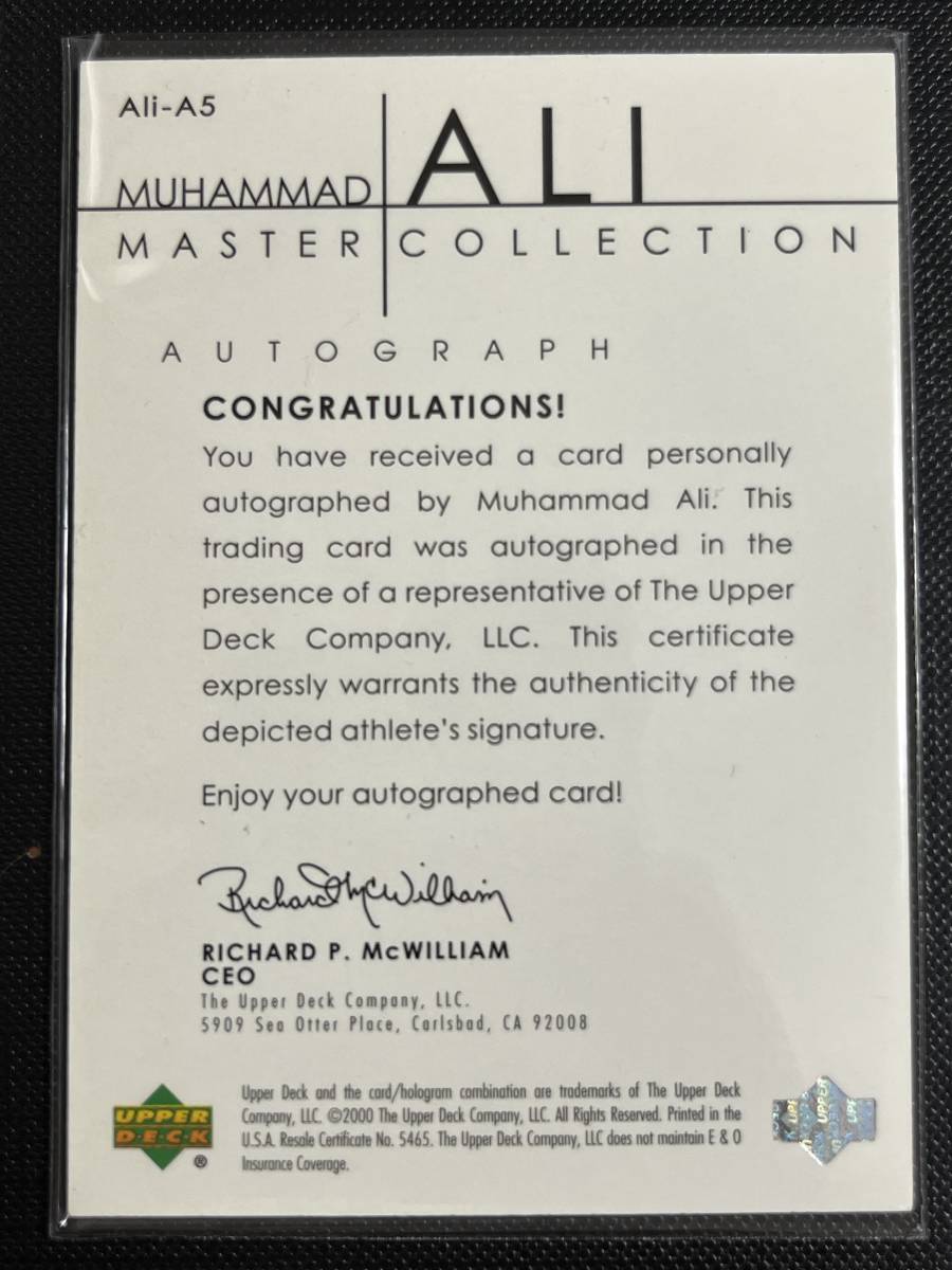 MUHAMMAD ALI 2000 UPPER DECK UD MASTER COLLECTION ALI-A5 AUTOGRAPH AUTO /50 モハメド・アリ 直筆サイン_画像2