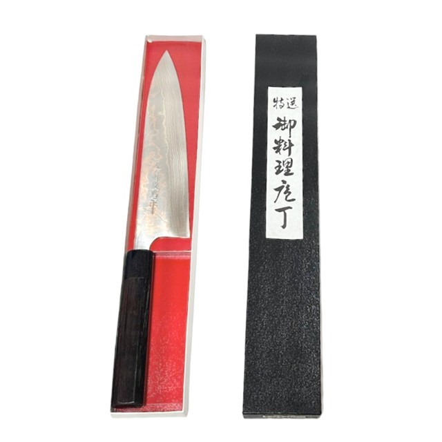 越前数馬作 青二鋼 有色17層ダマスカス 宝刀8 牛刀210mm 紫檀八角柄付