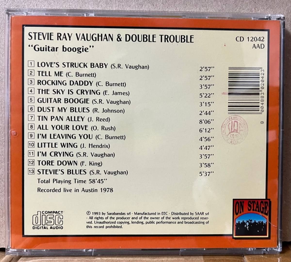 Stevie Ray Vaughan & Double Trouble Guitar Boogie CD プライヴェート盤 帯付 CD12042_画像2