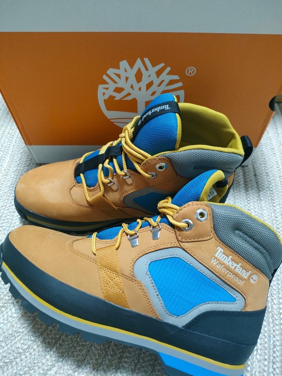 新品 定価20900 Timberland ユーロハイカー ウオータープルーフ 25cm US7 ヌバックレザー イエロー ブルー ブーツ 防水 ティンバーランド