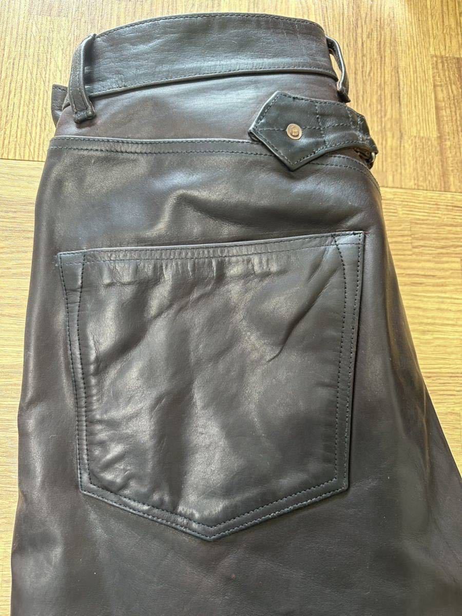 160000万KAPITAL/キャピタル レザーパンツ ダークブラウン32 Lシンチ