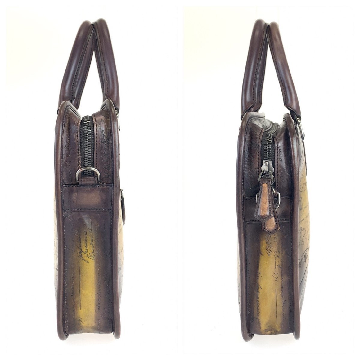 美品 Berluti ベルルッティ アンジュール ミニ カリグラフィ ブラウン