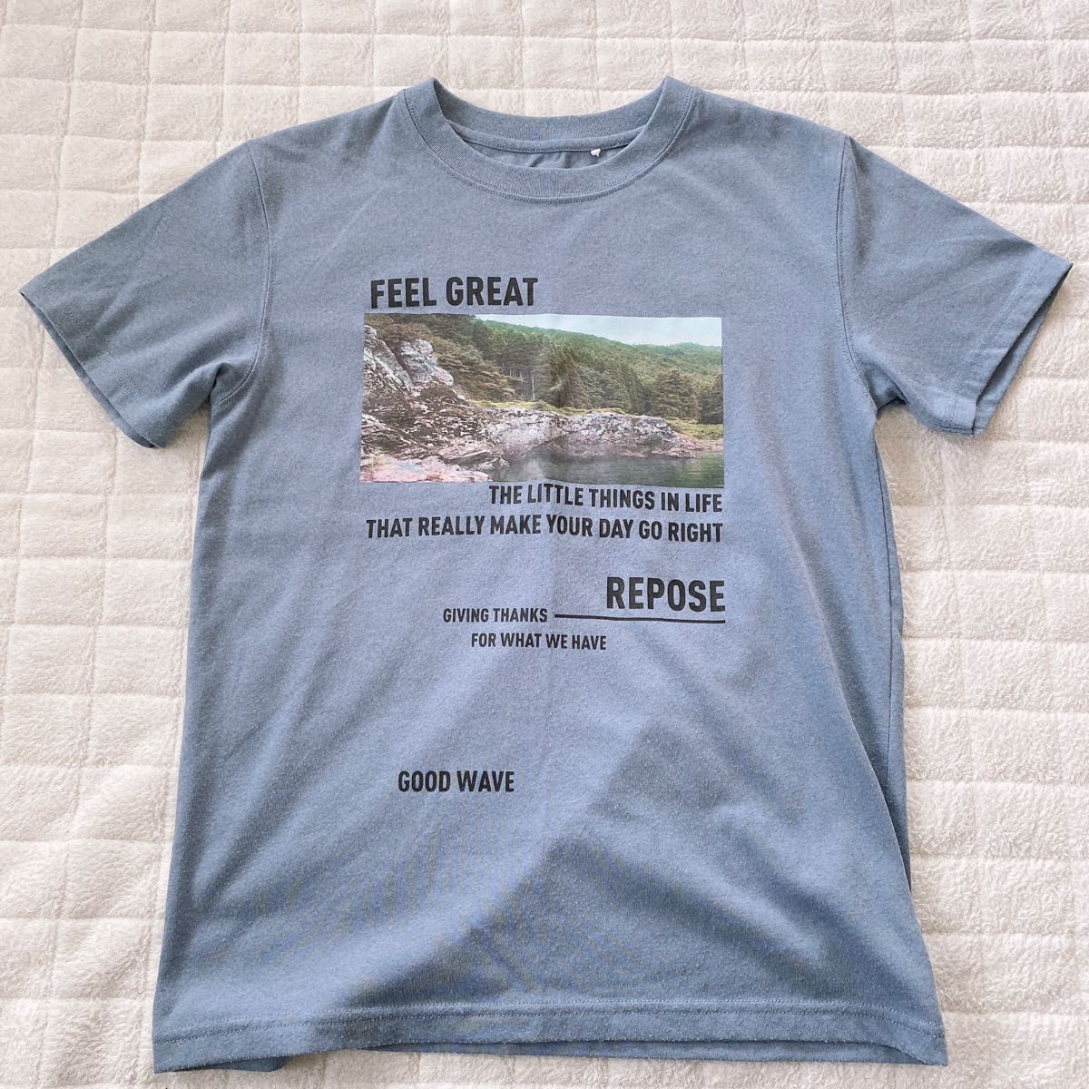国際ブランド】 フォトプリント Tシャツ 160㎝ ブルー トップバリュー Tシャツ 160 ブルー