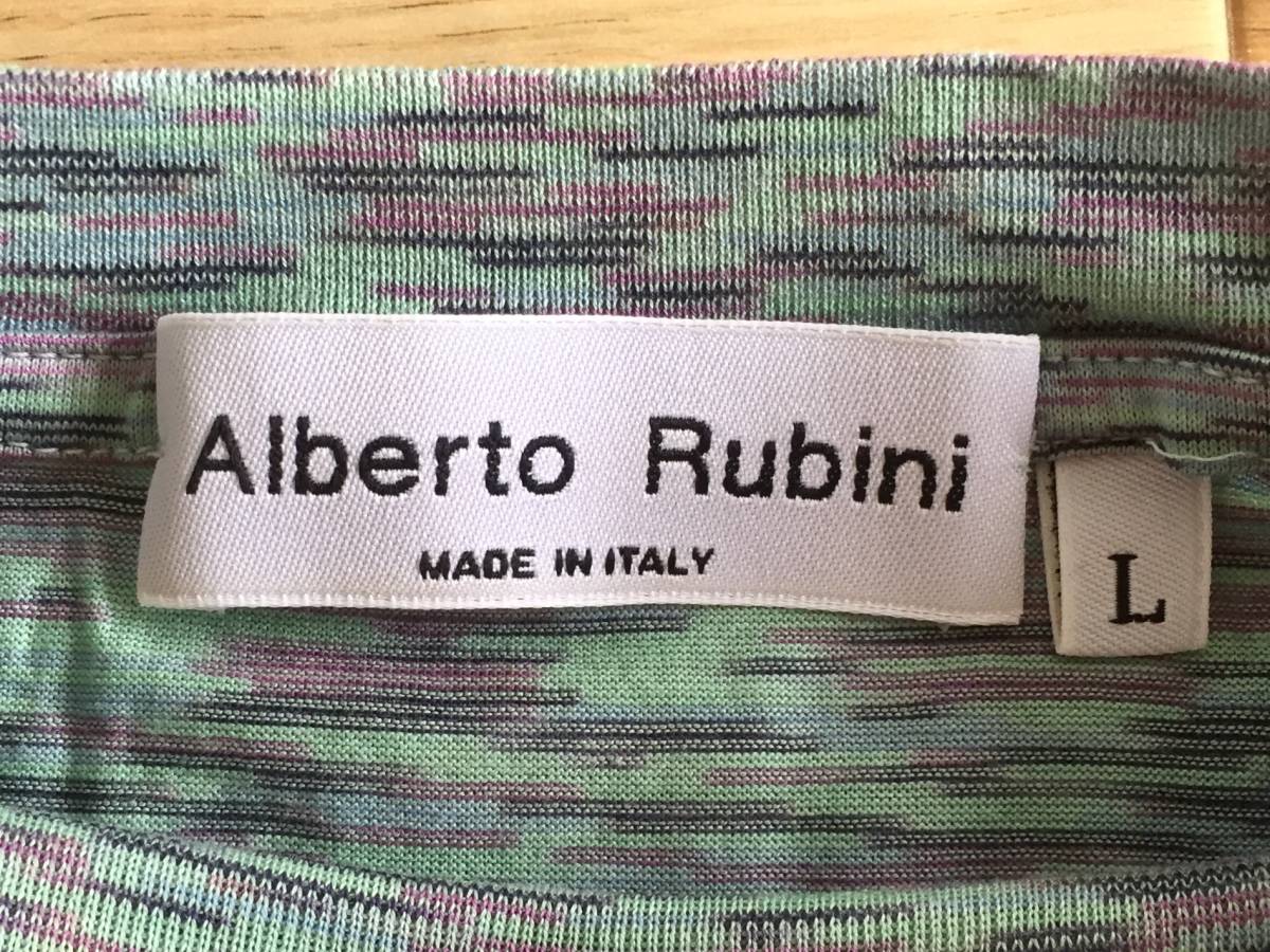 Alberto Rubini アルベルトルビーニ Tシャツ ポケットT ポケT ITALY イタリア製 コットン COTTON 総柄 メンズ Lサイズ 未使用保管品_画像4