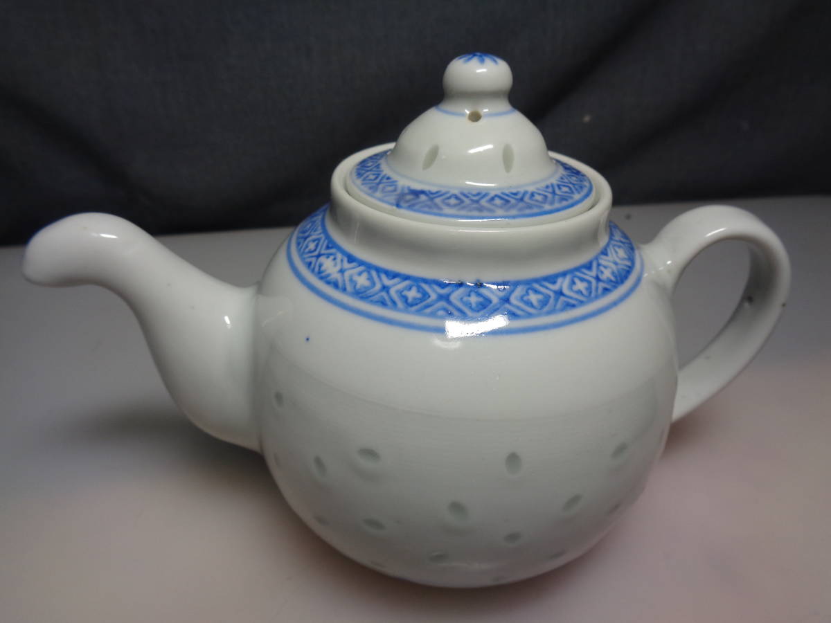 ◇中国茶器染付蛍手青花景徳鎮茶器6点セット(急須×1・湯呑み×5