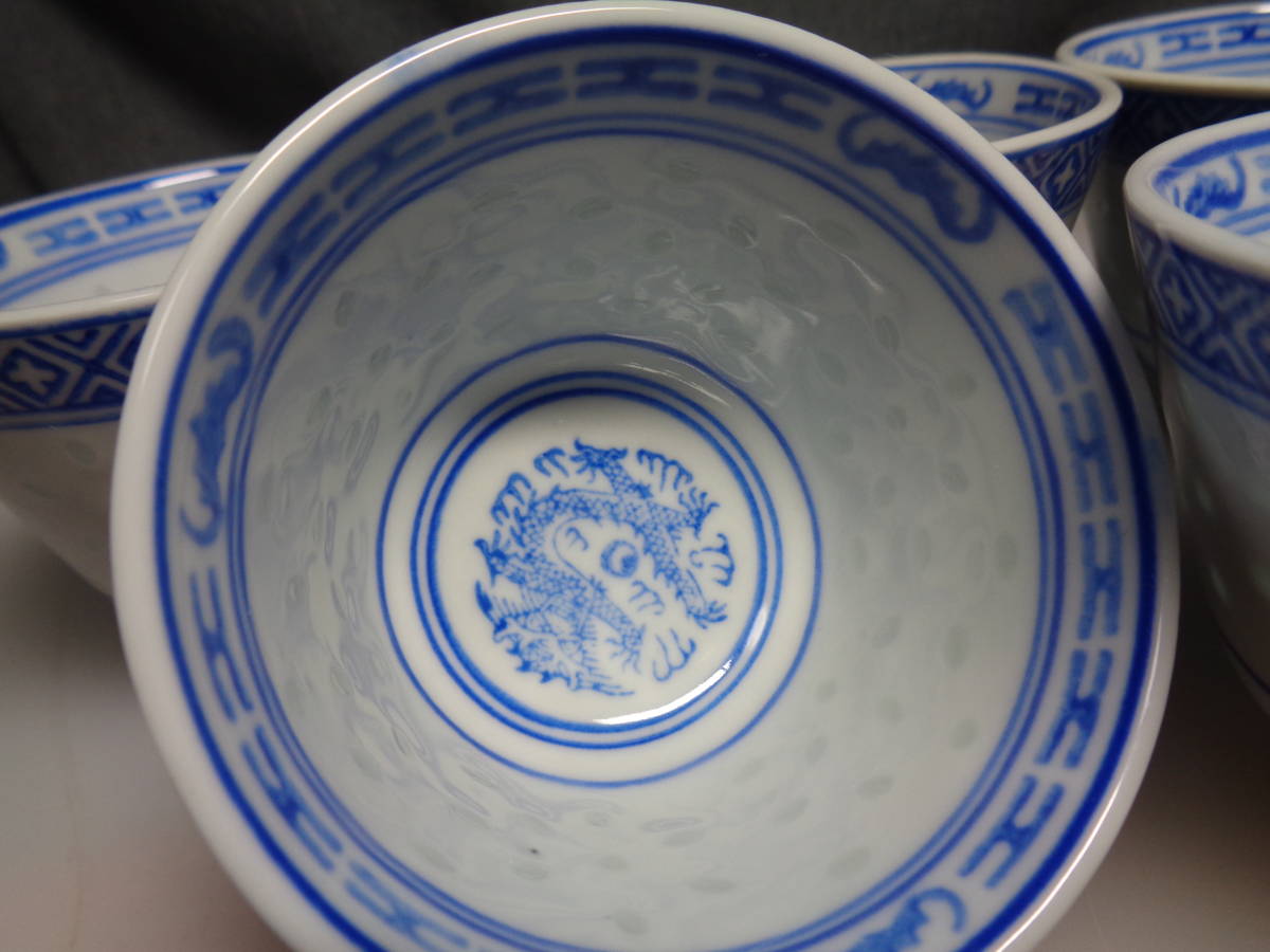 ◇中国茶器染付蛍手青花景徳鎮茶器6点セット(急須×1・湯呑み×5