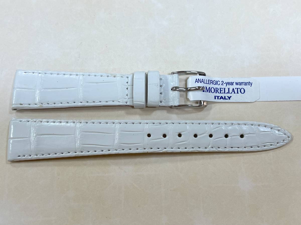 難あり MORELLATO 18mm White マットアリゲーター TIPO PATEK_画像1