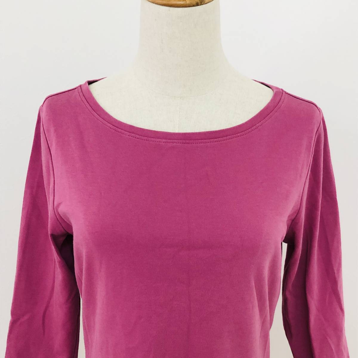 a01120 極美品 L.L.Bean エルエルビーン レディース Tシャツ 七分袖 丸首 シンプル XS ピンク 綿100% 万能 上質 カジュアルデニムコーデ_画像5