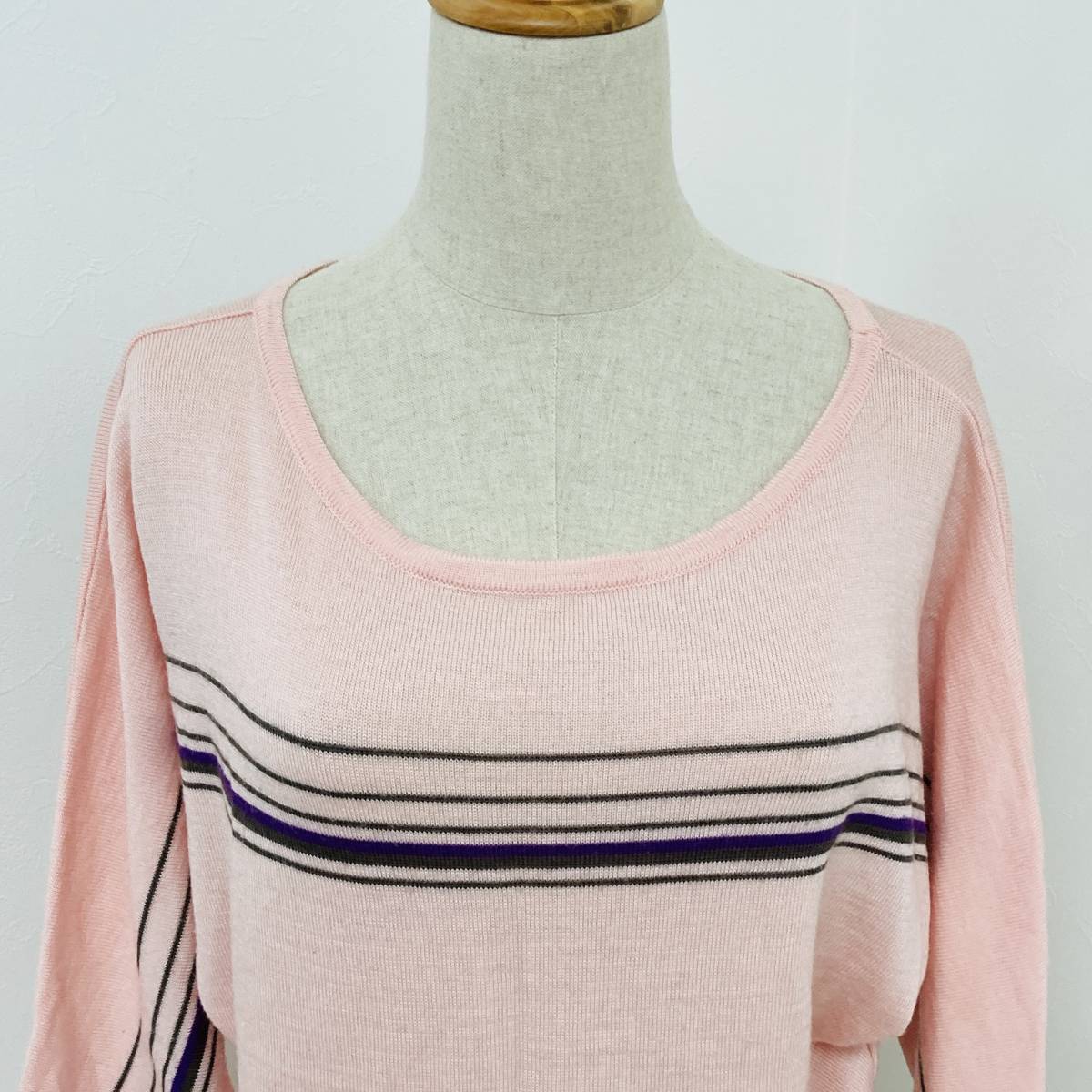 a01235 OLIVE des OLIVE Olive des Olive knitted long sleeve thin made in Japan size 2 pink border .... on goods cute . sweet style 