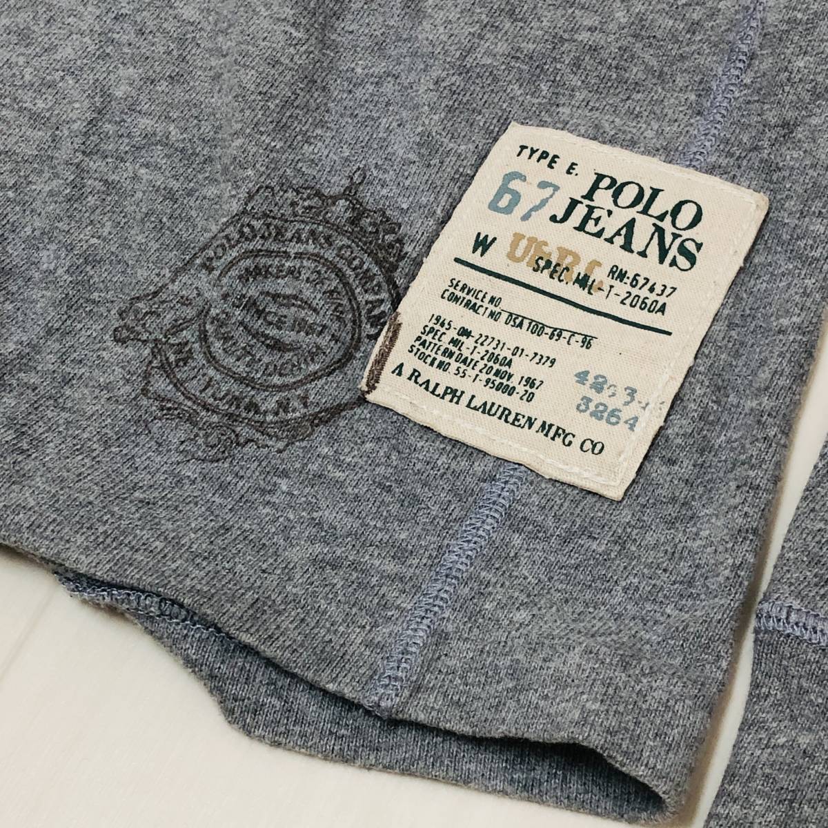 a01245 POLO JEANS COMOPANY トレーナー 長袖 ハイネック コットン100％ ロゴ刺しゅう M グレー 無地 万能 シンプルデイリーカジュアル_画像9