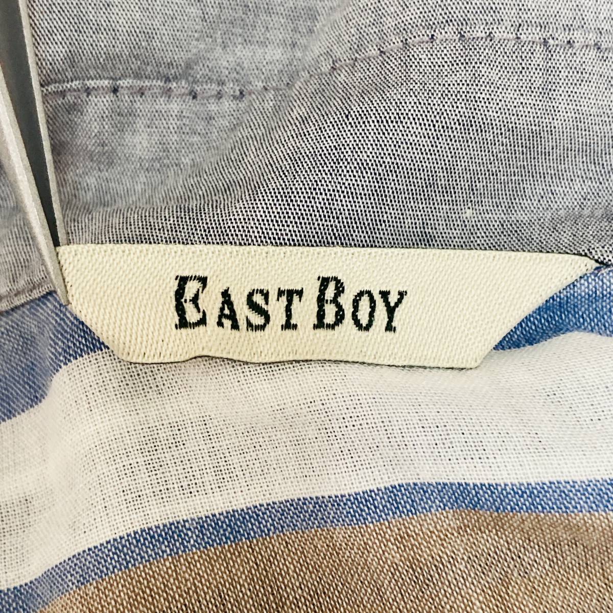 a01367 EAST BOY イーストボーイ レディース シャツ 長袖 薄手 サイズ11 ボーダー コットン混 万能 上品 ベーシックカジュアルスタイル_画像8